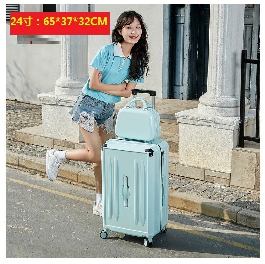 New universal wheel trolley suitcase with cup holder [mint green (mother and sub-box)] (size: 24 inches: 65*37*32CM)