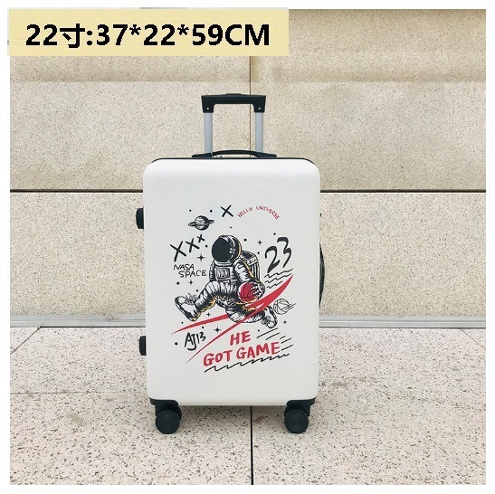 新款萬向輪旅行箱行李箱【太空籃球白色】（尺碼：22寸:37*22*59CM）