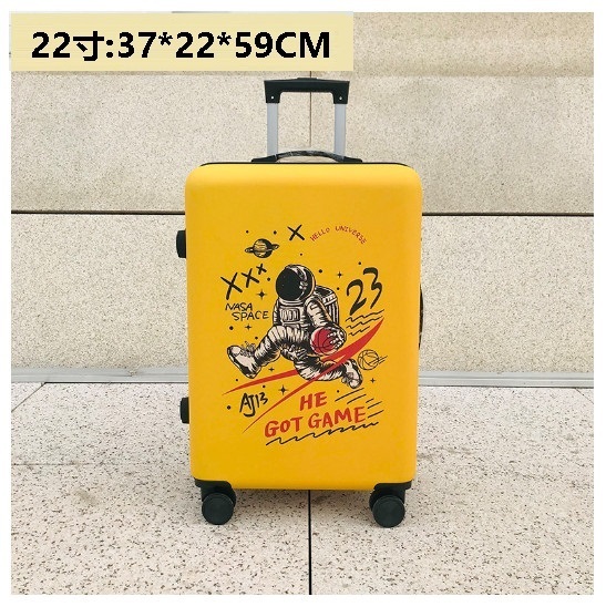 新款萬向輪旅行箱行李箱【太空籃球黃色】（尺碼：22寸:37*22*59CM）