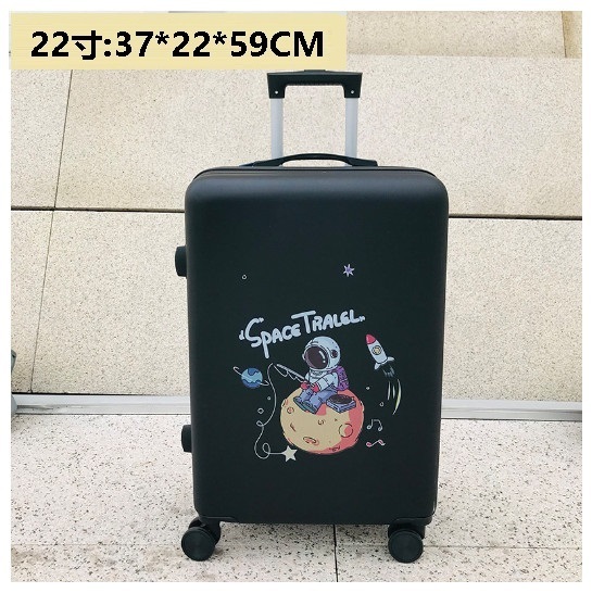 新款萬向輪旅行箱行李箱【太空垂釣黑色】（尺碼：22寸:37*22*59CM）