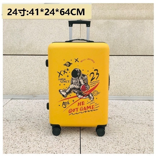 新款萬向輪旅行箱行李箱【太空籃球黃色】（尺碼：24寸:41*24*64CM）
