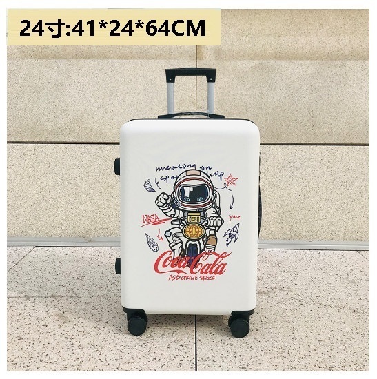 新款萬向輪旅行箱行李箱【摩托牛仔白色】（尺碼：24寸:41*24*64CM）