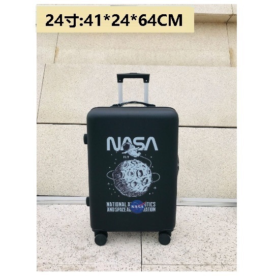 新款萬向輪旅行箱行李箱【太空翱翔黑色】（尺碼：24寸:41*24*64CM）