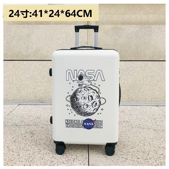 新款萬向輪旅行箱行李箱【太空翱翔白色】（尺碼：24寸:41*24*64CM）