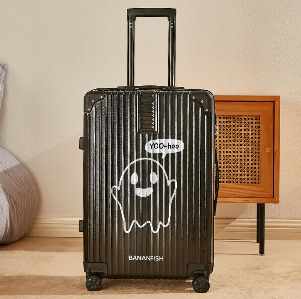 New swivel trolley suitcase [24 inches] [yoo zipper style - black]