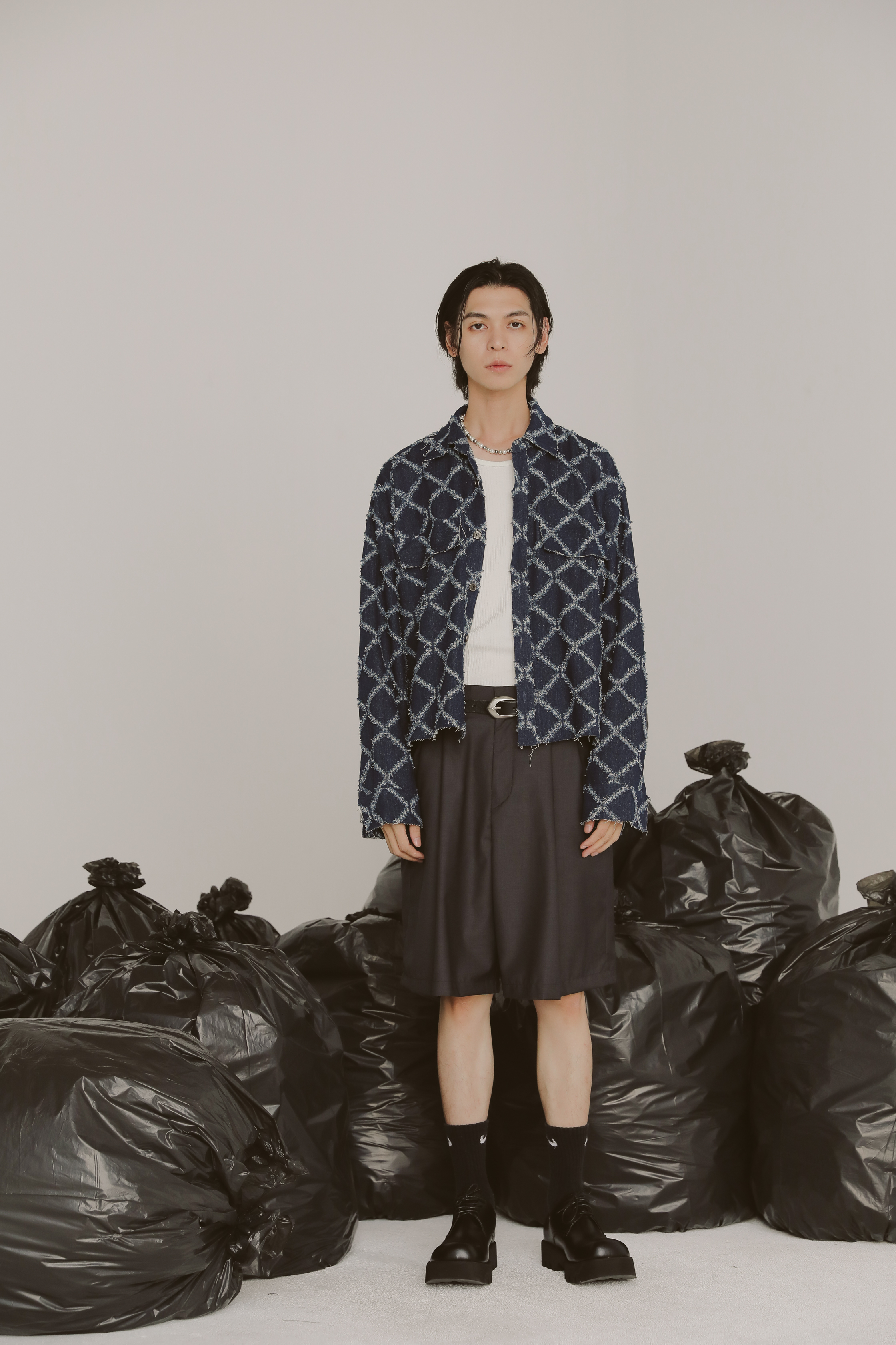 Destroyed Denim Crop Jacket #外套