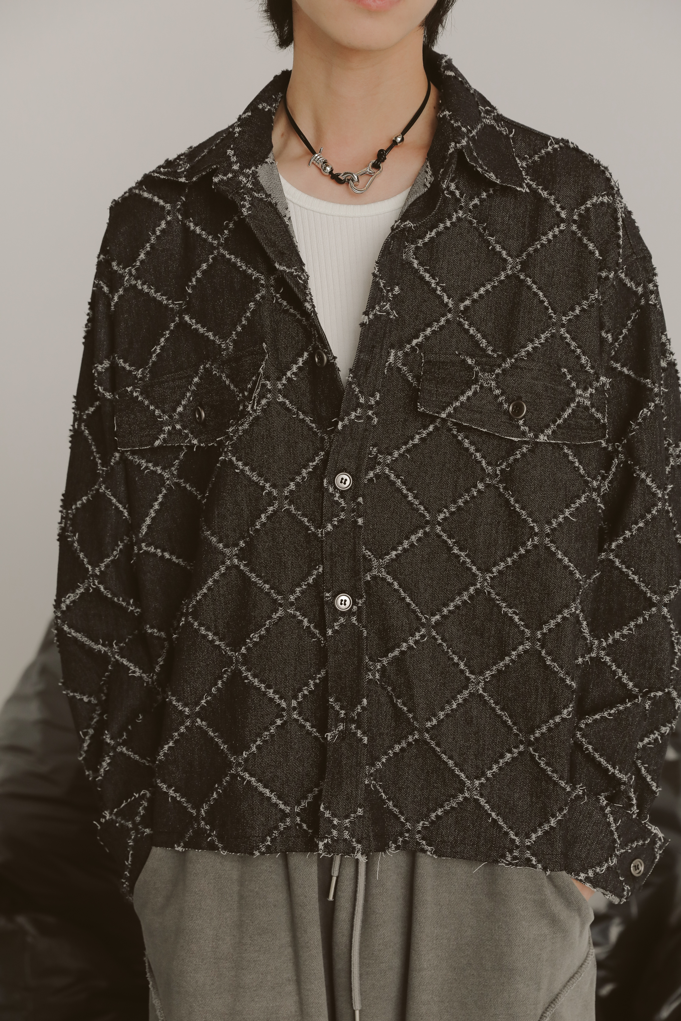 Destroyed Denim Crop Jacket #外套