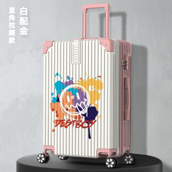 New large-capacity trolley suitcase [22 inches] [09 zipper model-white with gold]