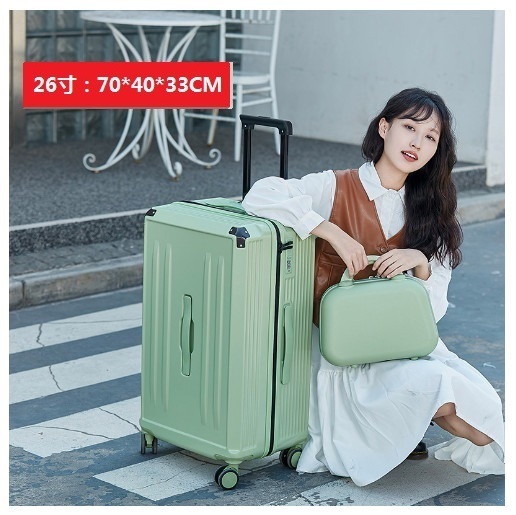 Hot selling universal wheel trolley suitcase with cup holder travel suitcase [avocado green (mother and daughter box)] (size: 26 inches: 70*40*33CM)