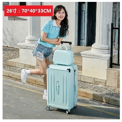 Hot selling universal wheel trolley suitcase with cup holder travel suitcase [mint green (mother and sub-box)] (size: 26 inches: 70*40*33CM)