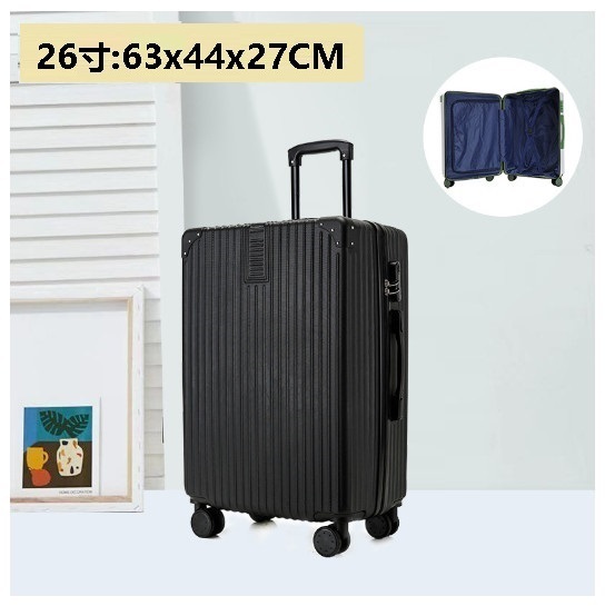 Hot Selling Silent Spinner Luggage [Retro Zipper Black] (Size: 26 inches: 63x44x27CM)