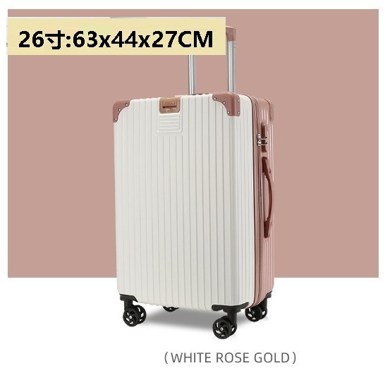 Hot Selling Silent Spinner Luggage [Hook Style Zipper Style Rose + White] (Size: 26 inches: 63x44x27CM)