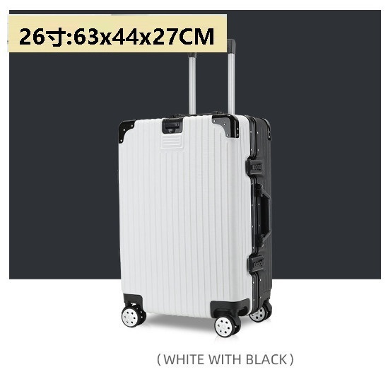 Hot Selling Silent Spinner Luggage [Hook Type Zipper Type Black + White] (Size: 26 inches: 63x44x27CM)