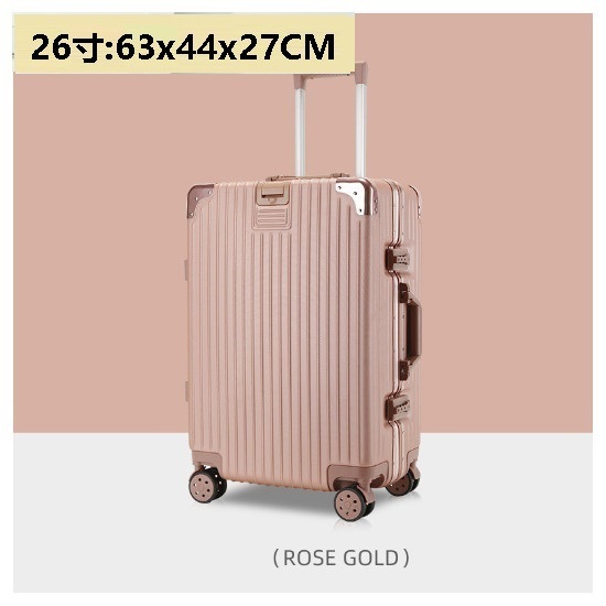 Hot Selling Silent Spinner Luggage [Hook Aluminum Frame Rose Gold] (Size: 26 inches: 63x44x27CM)