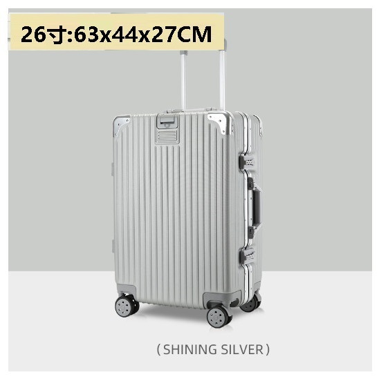 Hot Selling Silent Spinner Luggage [Hook Aluminum Frame Silver] (Size: 26 inches: 63x44x27CM)