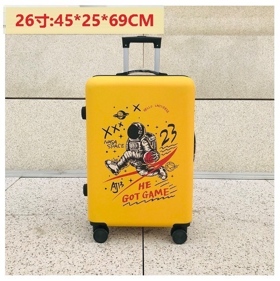 Hot selling spinner suitcase suitcase [space basketball yellow] (size: 26 inches: 45*25*69CM)