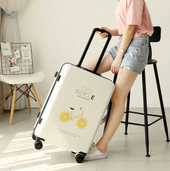 Popular swivel wheel trolley suitcase [26 inches] [White-Lemon Bicycle]