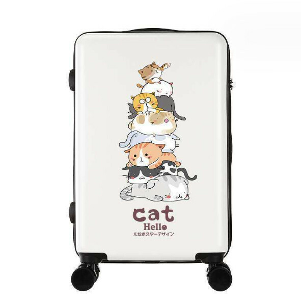 Popular swivel wheel trolley suitcase [26 inches] [White-Cat Story]