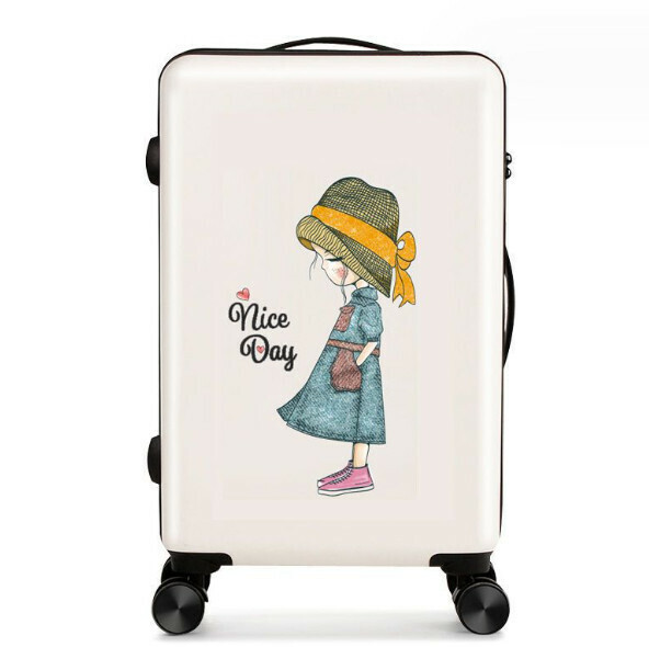 Hot Selling Spinner Trolley Luggage [26 Inch] [White - Straw Hat Girl]