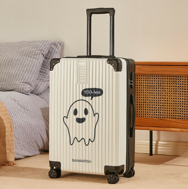 Popular swivel wheel trolley suitcase [26 inches] [yoo zipper style - black with white]