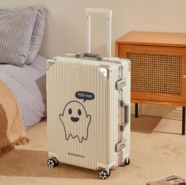 Popular swivel wheel trolley suitcase [26 inches] [yoo aluminum frame style-white]