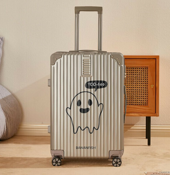 Popular swivel trolley suitcase [26 inches] [yoo zipper style - silver]