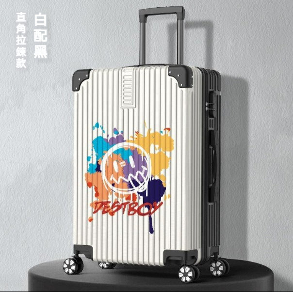 Popular large-capacity trolley suitcase [26 inches] [09 zipper style-white with black]