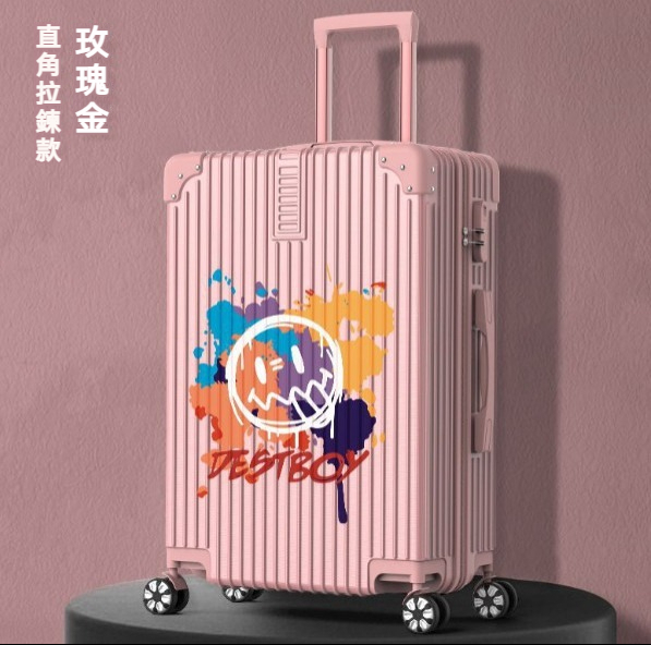 Popular large-capacity trolley suitcase [26 inches] [09 zipper style - rose gold]