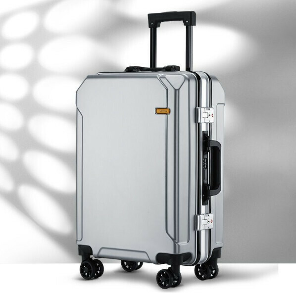 Popular aluminum frame trolley suitcase [26 inches] [silver frame-silver gray]