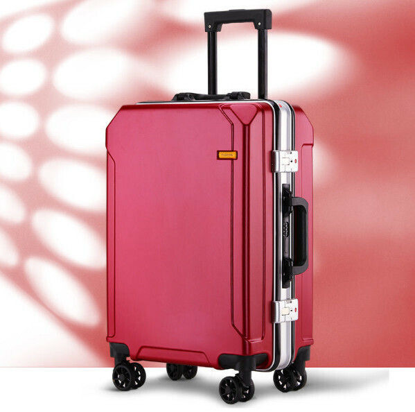 Popular aluminum frame trolley suitcase [26 inches] [silver frame-burgundy]