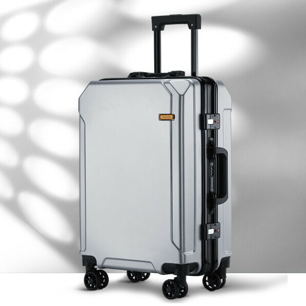 Popular aluminum frame trolley suitcase [26 inches] [thickened black frame-silver gray]