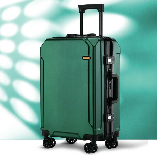 Popular aluminum frame trolley suitcase [26 inches] [thickened black frame-dark green]
