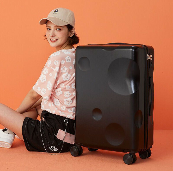 Popular trolley suitcase password box [26 inches] [Cheese Cheese Pit-Deep Black]