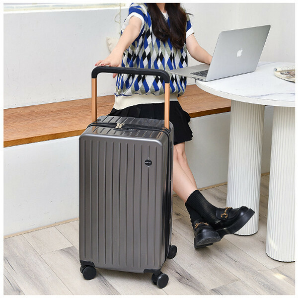 Popular mid-mounted wide trolley suitcase for women (steel gray K101 26 inches)