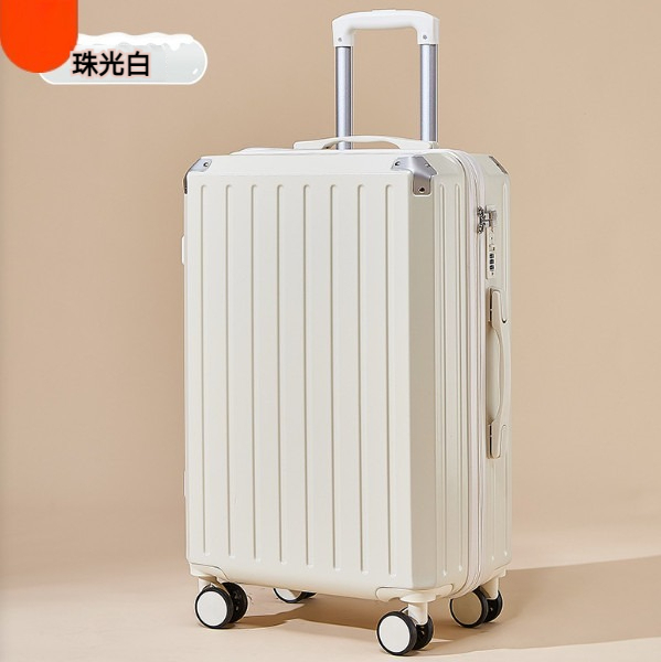 Popular multifunctional suitcase [26 inches] [grain white [metal corners]]