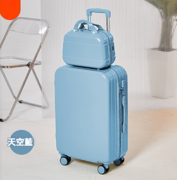 Popular multifunctional suitcase [26 inches] [Multiple and double models - sky blue]
