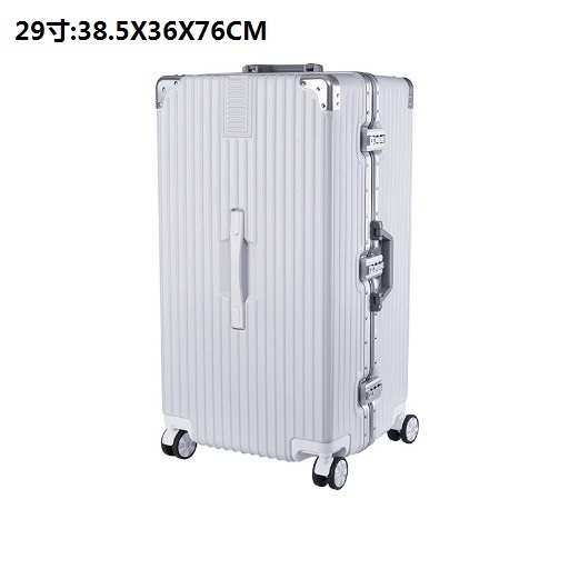 Popular suitcase luggage [large aluminum frame white] (size: 29 inches: 38.5X36X76CM)