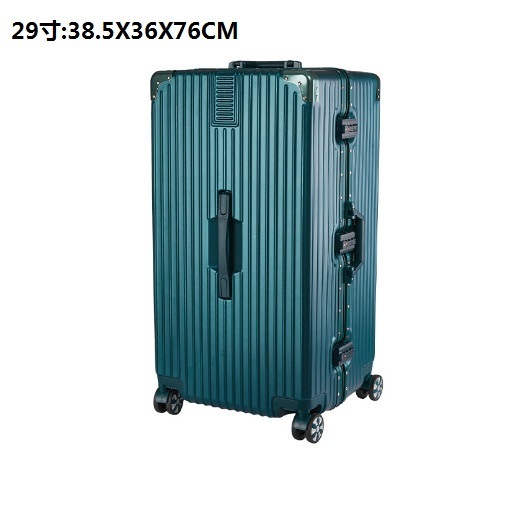 Popular suitcase suitcase [large aluminum frame dark green] (size: 29 inches: 38.5X36X76CM)