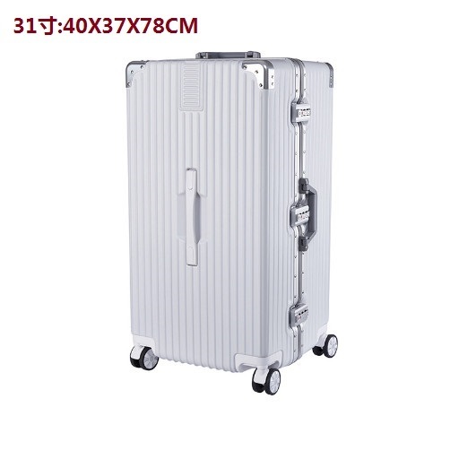 Popular travel suitcase [large aluminum frame white] (size: 31 inches: 40X37X78CM)