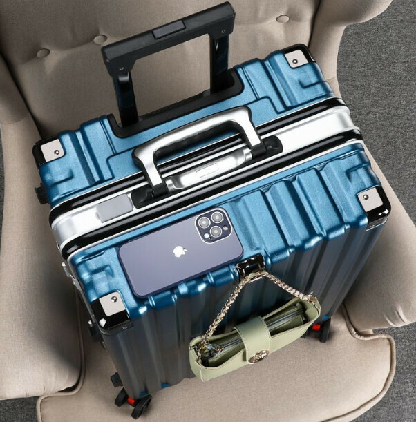 Popular large-capacity trolley suitcase [28 inches] [Thickened aluminum frame model - ice blue]