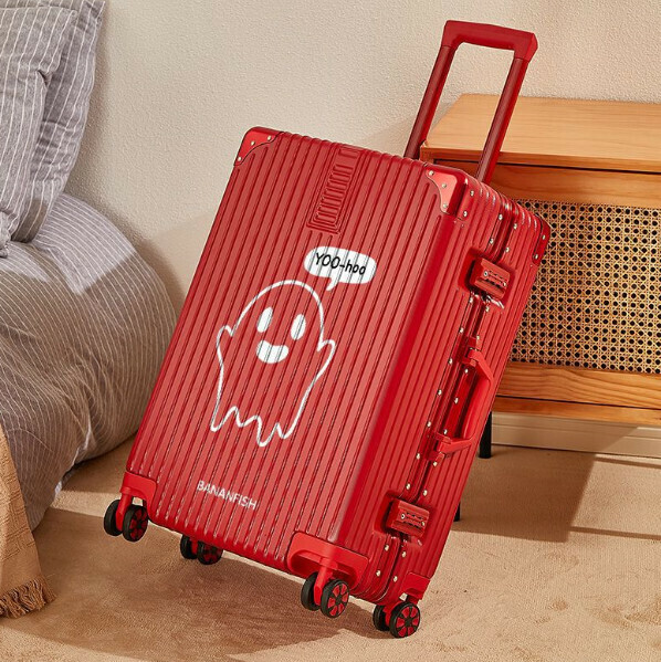 Popular swivel wheel trolley suitcase [28 inches] [yoo aluminum frame style-big red]