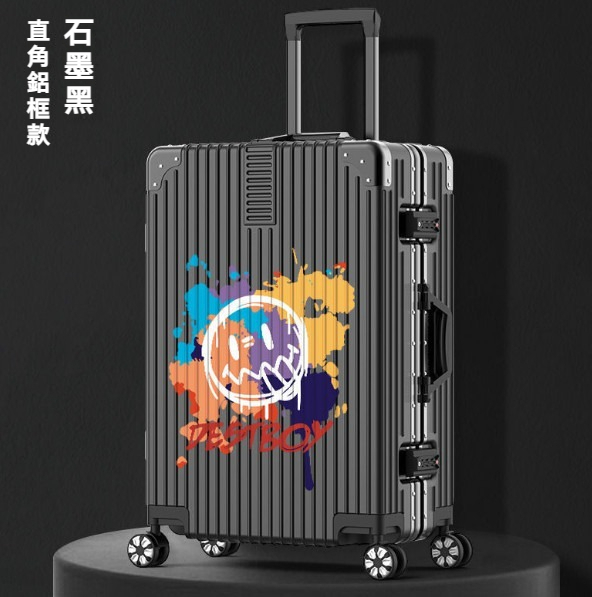 Popular large-capacity trolley suitcase [28 inches] [09 aluminum frame style - black]