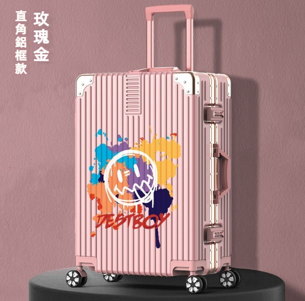 Popular large-capacity trolley suitcase [28 inches] [09 aluminum frame model - rose gold]