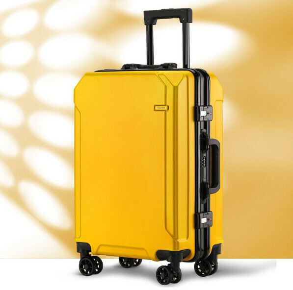 Popular aluminum frame trolley suitcase [28 inches] [thickened black frame - bright yellow]