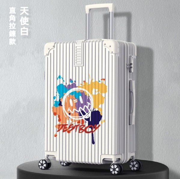 Popular large-capacity trolley suitcase [28 inches] [09 zipper style - milky white]