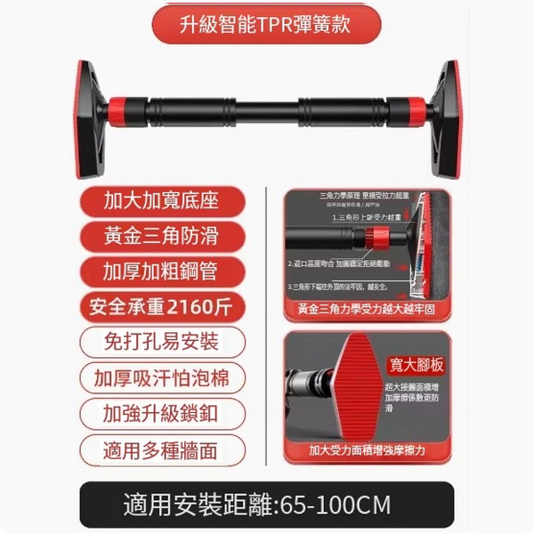 熱推健身器材門上單槓(【升級智能TPR彈簧款+水平儀】65-100cm/加厚管壁/承重1080KG)