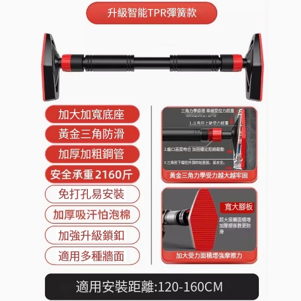 熱推健身器材門上單槓(【升級智能TPR彈簧款+水平儀】120-160cm/加厚管壁/承重1080KG)