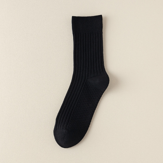 Hot recommendation (pack of 3 pairs) men's hand-sewn boneless double needle socks (black) (one size fits all)