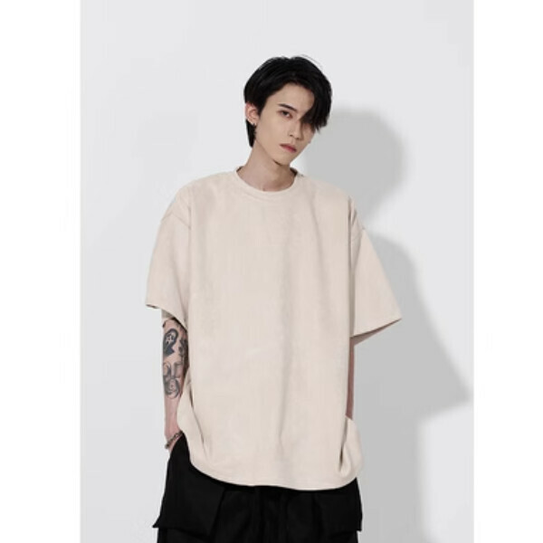 Hot recommended suede T-shirt [Apricot color 2XL size, please confirm the delivery size with customer service after placing the order]