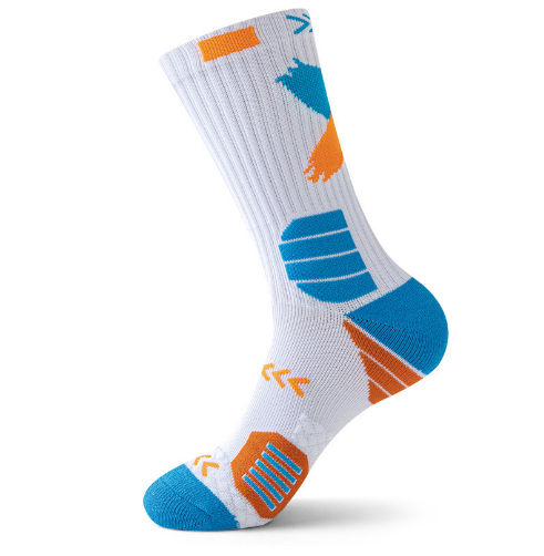 Hot recommended thickened non-slip men's sports socks (blue with orange) (one size fits all)